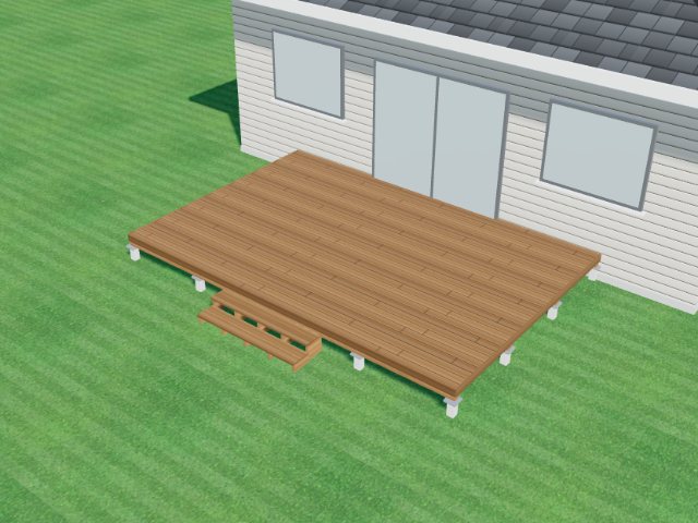 A 6 x 4 m spotted gum deck in DeckMate's 3D view