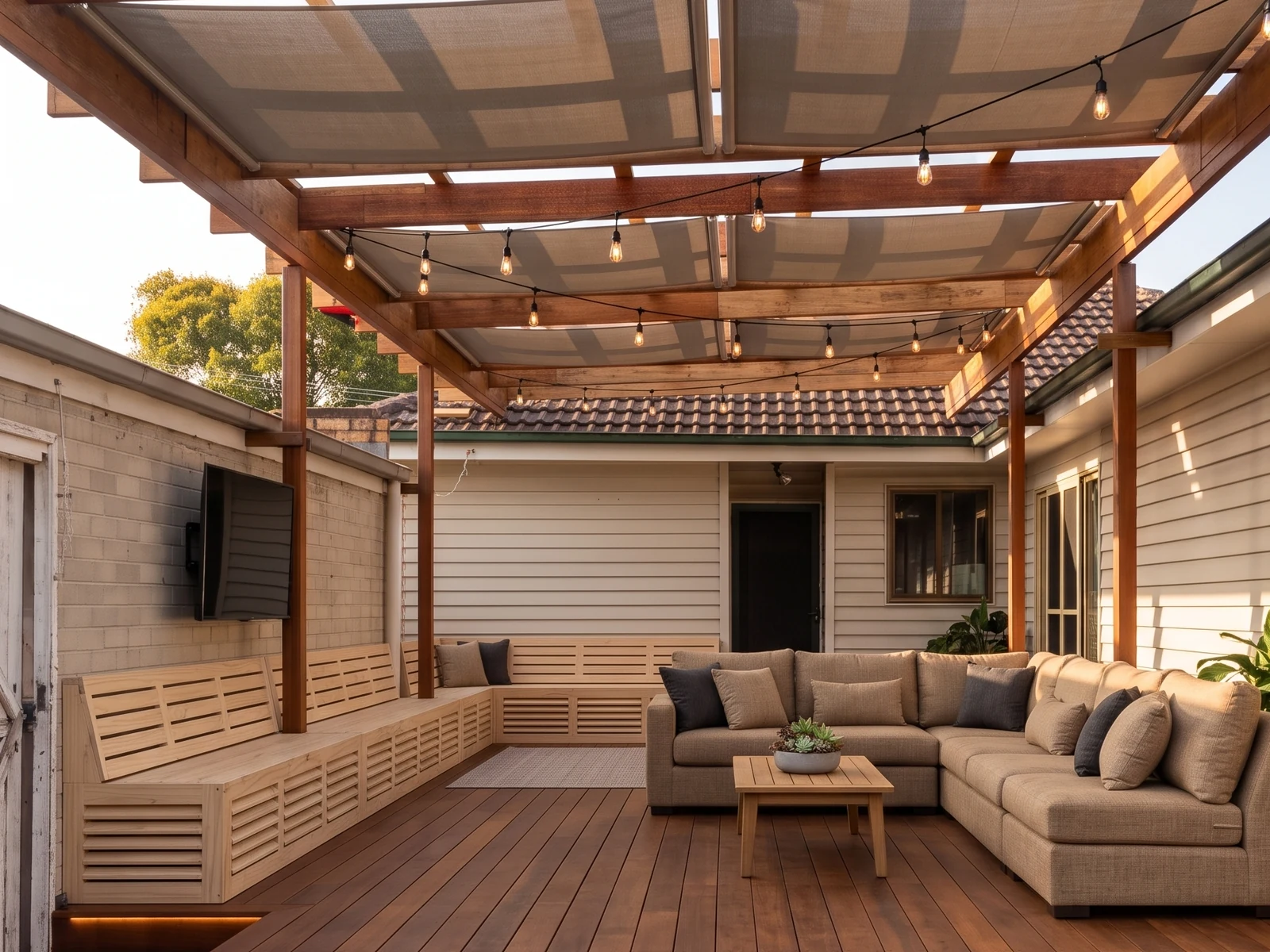 Completed hardwood deck with steps, Melbourne