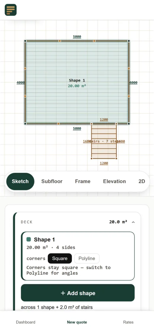 Deck plan on an iPhone